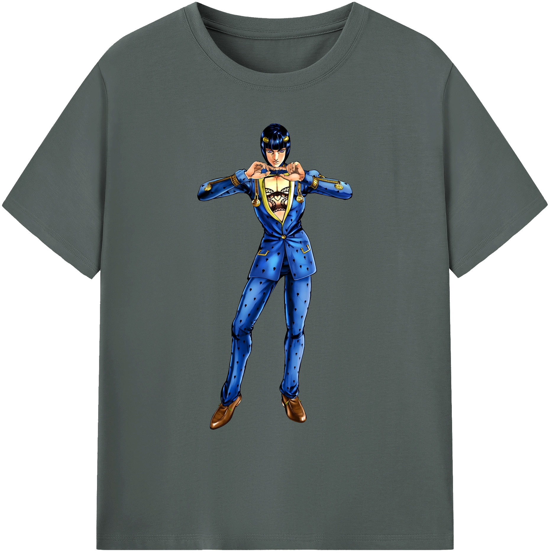 （画像用） ジョジョの奇妙な冒険 ブローノ?ブチャラティ JoJo's Bizarre Adventure Bruno Bucciarati 綿100％ メンズ半袖Tシャツ｜肌触りやわらか＆通気性